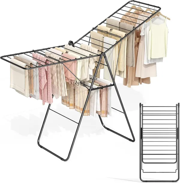 Black_Clothes_Drying_Rack_Oversized_Drying_Rack_Clothing_With_Height-Adjustable_Foldable_Gullwings_Metal_Laundry_Rack_Indoor_Outdoor_Use_No_Assembly