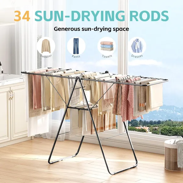 Black_Clothes_Drying_Rack_Oversized_Drying_Rack_Clothing_With_Height-Adjustable_Foldable_Gullwings_Metal_Laundry_Rack_Indoor_Outdoor_Use_No_Assembly