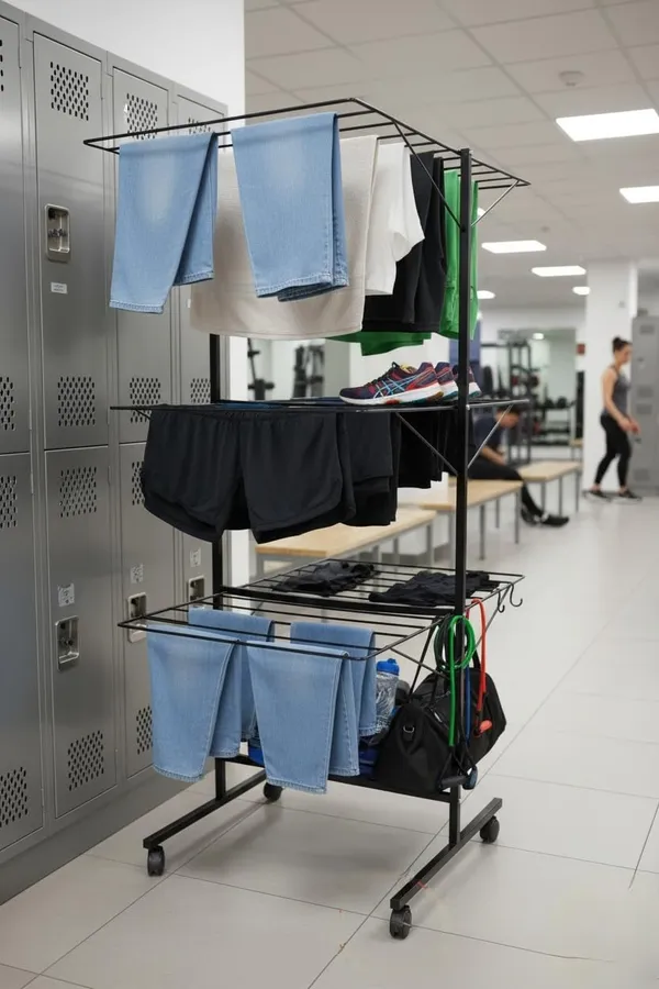 Black_3-Layer_Heavy_Dutyfoldable_Clothes_Drying_Stand_Powder-Coated_Steel_Cloth_Drying_Rack|_Space-Saving_Foldable_Design_For_Indoor_&_Outdoor_Use_|_Rust-Resistant_Laundry_Stand