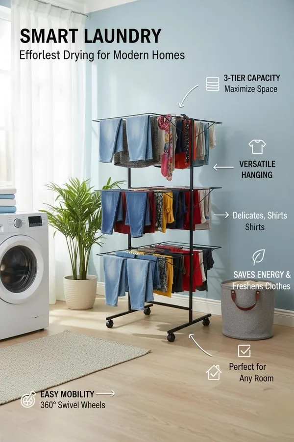 Black_3-Layer_Heavy_Dutyfoldable_Clothes_Drying_Stand_Powder-Coated_Steel_Cloth_Drying_Rack|_Space-Saving_Foldable_Design_For_Indoor_&_Outdoor_Use_|_Rust-Resistant_Laundry_Stand