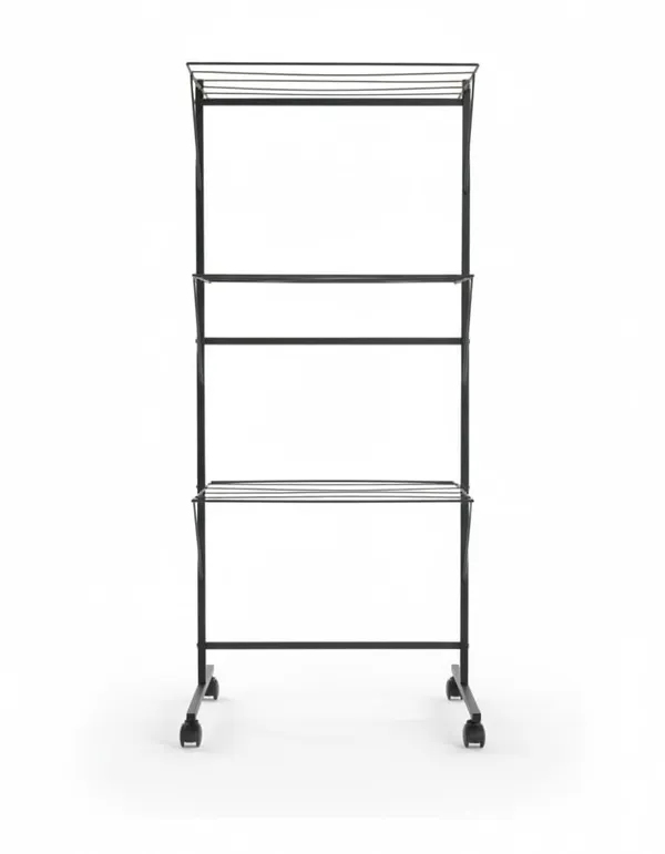 Black_3-Layer_Heavy_Dutyfoldable_Clothes_Drying_Stand_Powder-Coated_Steel_Cloth_Drying_Rack|_Space-Saving_Foldable_Design_For_Indoor_&_Outdoor_Use_|_Rust-Resistant_Laundry_Stand