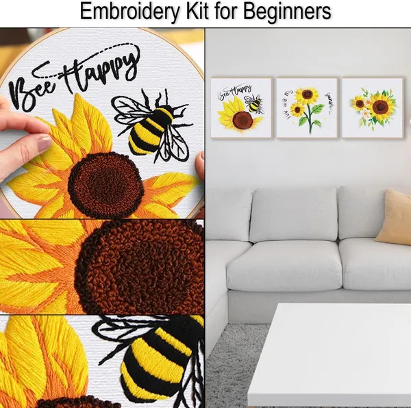 Black_Tisany_3_Sets_Sunflowers_Embroidery_Kit_For_Beginnerscross_Stitch_Kits_For_Adults_With_Summer_Flowers_Bee_Stamped_Patternstarters_Needlepoint_With_Embroidery_Instruction