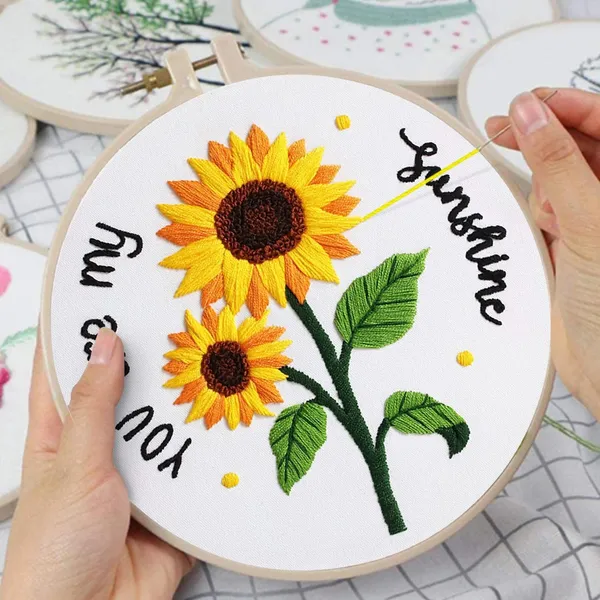 Black_Tisany_3_Sets_Sunflowers_Embroidery_Kit_For_Beginnerscross_Stitch_Kits_For_Adults_With_Summer_Flowers_Bee_Stamped_Patternstarters_Needlepoint_With_Embroidery_Instruction