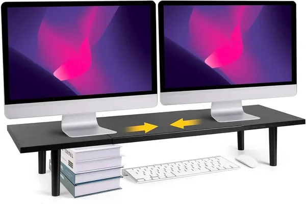 Black_Expendable_Dual-Monitor-Stand-Riser-For-Desk_Adjustable_Length_32-40_Inch__large_Desktop_Computer_Monitor_Riser_For_2_Screens__desk_Shelf_Organizer_Riser_Stand_For_Computer/Laptop/Pc/Printer/Tv
