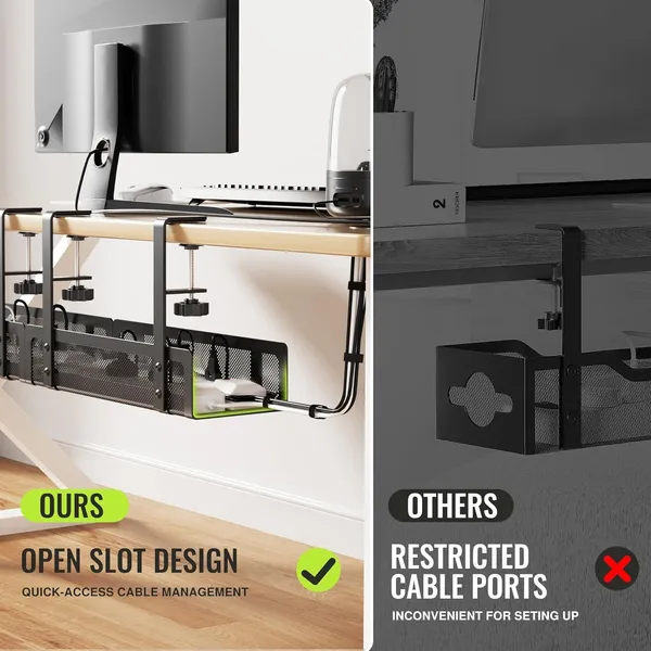 Black_[Upgraded]_2_Pack_Cable_Management_Under_Desk_Tray_27.6"_No_Drill_Open_Slots_Cable_Management_Tray_Cord_Wire_Organizer_Box_With_Clamp_For_Table_Thickness_Up_To_3"_-_No_Desk_Damage_