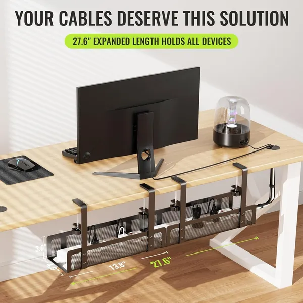 Black_[Upgraded]_2_Pack_Cable_Management_Under_Desk_Tray_27.6"_No_Drill_Open_Slots_Cable_Management_Tray_Cord_Wire_Organizer_Box_With_Clamp_For_Table_Thickness_Up_To_3"_-_No_Desk_Damage_