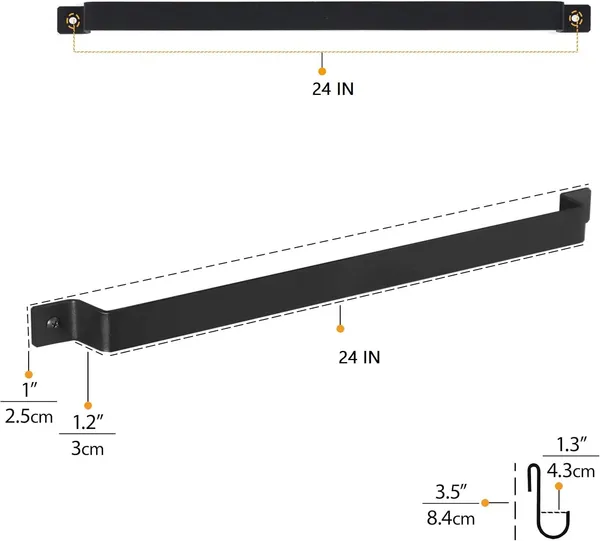 Black_24"_Gourmet_Kitchen_Rail_With_10_S_Hooks_For_Hanging_Kitchen_Utensils_Set_And_Cookware_Iron_Frosty_