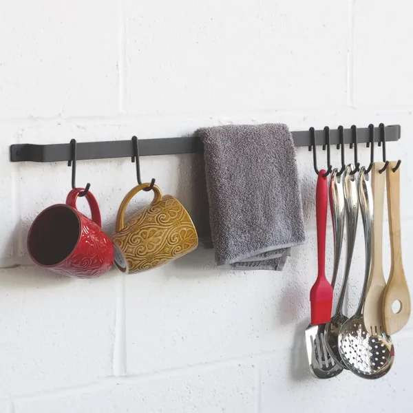 Black_24"_Gourmet_Kitchen_Rail_With_10_S_Hooks_For_Hanging_Kitchen_Utensils_Set_And_Cookware_Iron_Frosty_