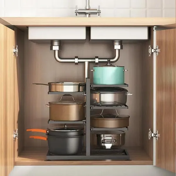 Black_Metal_7_Tier_Heavy_Duty_Adjustable_Pot_&_Pan_Under_Sink_Organizer_Pot_Holder_Cookware_Pot_Lid_Holder_7_Tier_Pot_Organizer_For_Cabinetkitchen_Storage_Shelf