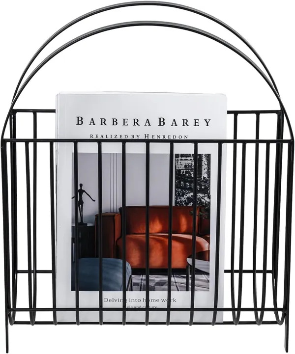 White_Mid_Century_Metal_Wire_Magazine_Rack_Matte_Finish_Rectangular_Tabletop_Or_Floor_Standing_Engineered_Wood_Modern_Style