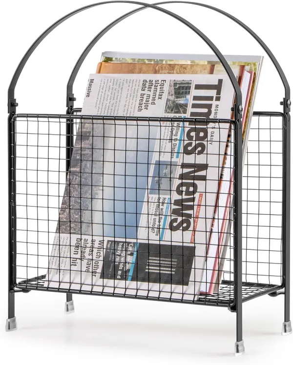 White_Freestanding_Magazine_Holder_Modern_Handbag_Design_Metal_Rack_For_Books_Vinyl_Record_Newspaper_Matte_25X4X30_Cm