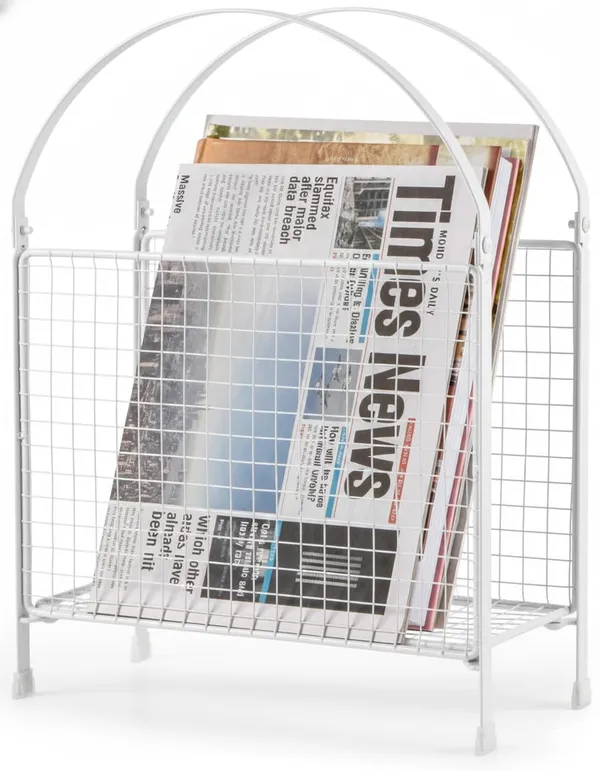 White_Freestanding_Magazine_Holder_Modern_Handbag_Design_Metal_Rack_For_Books_Vinyl_Record_Newspaper_Matte_25X4X30_Cm
