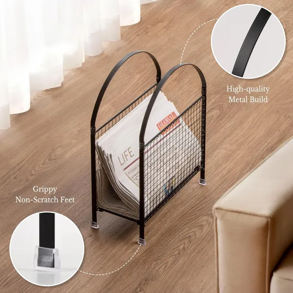 White_Freestanding_Magazine_Holder_Modern_Handbag_Design_Metal_Rack_For_Books_Vinyl_Record_Newspaper_Matte_25X4X30_Cm