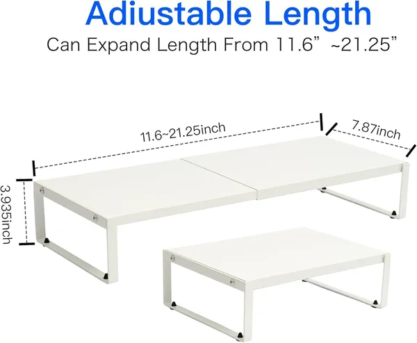 Black_Extendable_Metal_Monitor_Stand_For_Desk_Multi-Purpose_Laptop_Riser_Adjustable_Length_11.6-21.3_Inch__office_Desktop_Shelf_Organizer_For_Computer/Laptop/Pc/Printer/Tv(1_Tier)