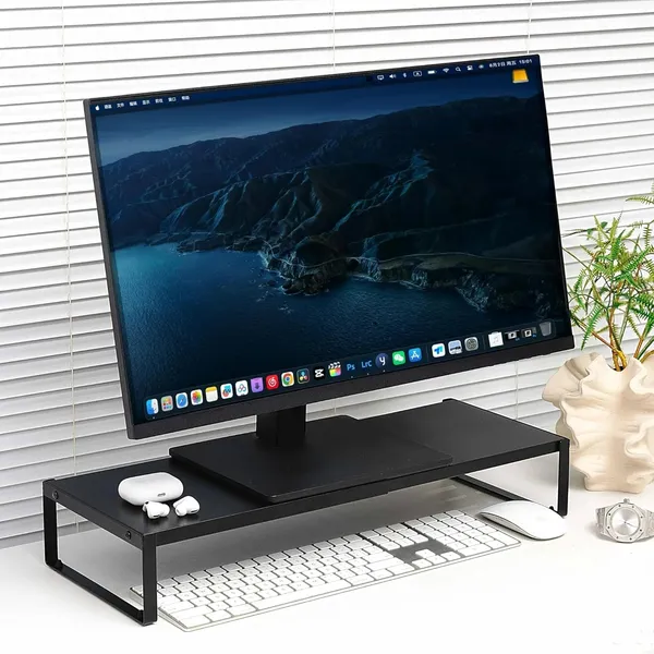 Black_Extendable_Metal_Monitor_Stand_For_Desk_Multi-Purpose_Laptop_Riser_Adjustable_Length_11.6-21.3_Inch__office_Desktop_Shelf_Organizer_For_Computer/Laptop/Pc/Printer/Tv(1_Tier)