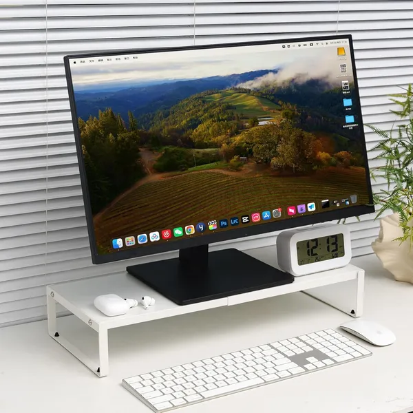 White_Extendable_Metal_Monitor_Stand_For_Desk_Multi-Purpose_Laptop_Riser_Adjustable_Length_11.6-21.3_Inch__office_Desktop_Shelf_Organizer_For_Computer/Laptop/Pc/Printer/Tv(1_Tier)
