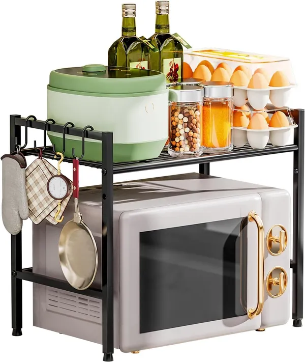 Black_Microwave_Stand_Countertop_2-Tier_Adjustable_Metal_Oven_Rack_With_4_Hooks_Heavy_Duty_Carbon_Steel_Organizer_Shelf_For_Microwave/Oven/Toaster_Kitchen_Storage
