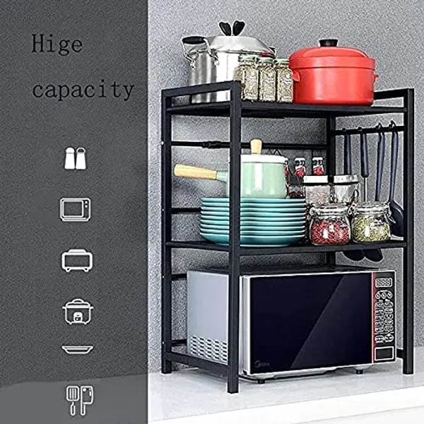 Black_2_Tiers_Kitchen_Baker'S_Rack-Pantry_Organization_And_Storage-Coffee_Bar_Accessories-Microwave_Storage_Rack_Oven_Stand_With_Strong_Mesh_Wire_Metal_Shelves_For_Kitchen_Organizer