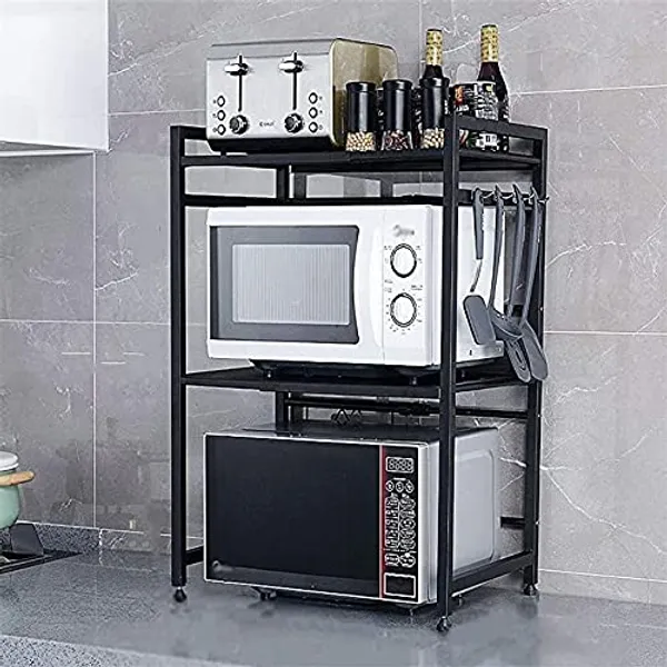 Black_2_Tiers_Kitchen_Baker'S_Rack-Pantry_Organization_And_Storage-Coffee_Bar_Accessories-Microwave_Storage_Rack_Oven_Stand_With_Strong_Mesh_Wire_Metal_Shelves_For_Kitchen_Organizer