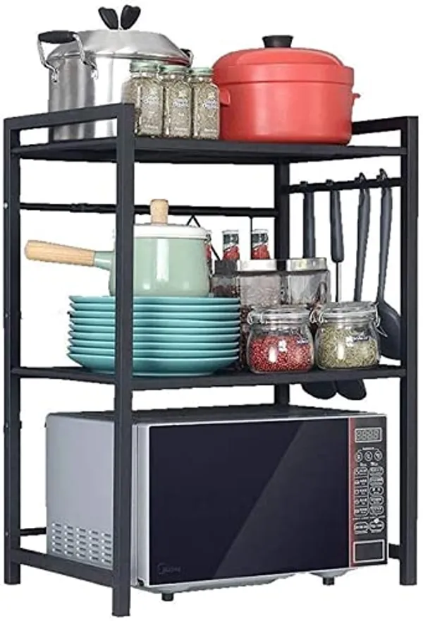 Black_2_Tiers_Kitchen_Baker'S_Rack-Pantry_Organization_And_Storage-Coffee_Bar_Accessories-Microwave_Storage_Rack_Oven_Stand_With_Strong_Mesh_Wire_Metal_Shelves_For_Kitchen_Organizer