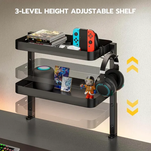 Black_2-Tier_Clamp_On_Desk_Shelf_16_Inch_Adjustable_Above_Or_Under_Desk_Storage_Shelves_Holds_Heavy_Duty_Desktop_Organizer_With_Headphone_Holder_For_Working_And_Gaming