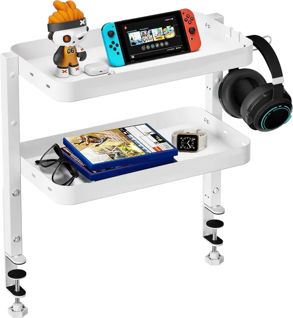Black_2-Tier_Clamp_On_Desk_Shelf_16_Inch_Adjustable_Above_Or_Under_Desk_Storage_Shelves_Holds_Heavy_Duty_Desktop_Organizer_With_Headphone_Holder_For_Working_And_Gaming