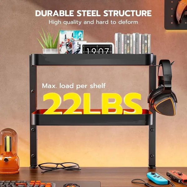 Black_2-Tier_Clamp_On_Desk_Shelf_16_Inch_Adjustable_Above_Or_Under_Desk_Storage_Shelves_Holds_Heavy_Duty_Desktop_Organizer_With_Headphone_Holder_For_Working_And_Gaming