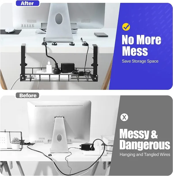 Black_Cable_Tray_2-Pack_No_Drill_Wire_Management_Rack_With_Clamp_|_Under_Desk_Organizer_For_Cords_Power_Strips_&_Accessories_|_Metal_|_No_Damage_To_Desk