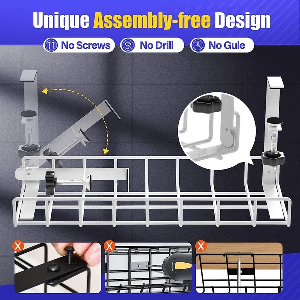 Black_Cable_Tray_2-Pack_No_Drill_Wire_Management_Rack_With_Clamp_|_Under_Desk_Organizer_For_Cords_Power_Strips_&_Accessories_|_Metal_|_No_Damage_To_Desk
