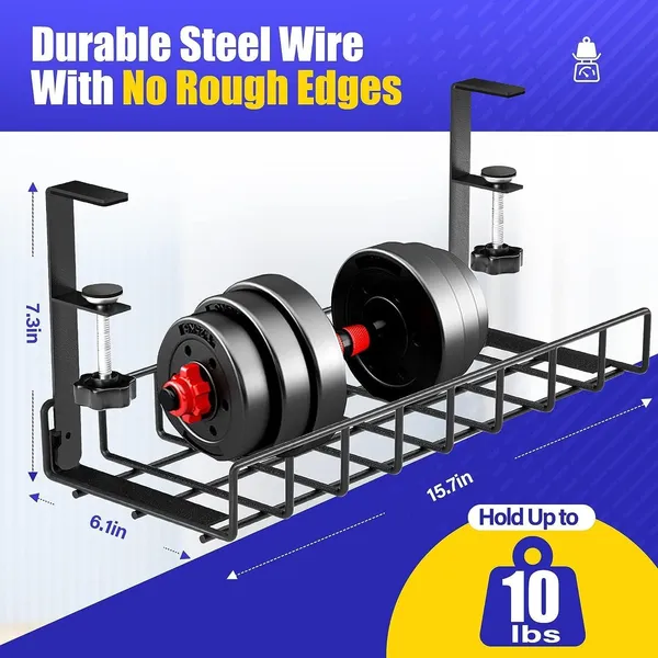 Black_Cable_Tray_2-Pack_No_Drill_Wire_Management_Rack_With_Clamp_|_Under_Desk_Organizer_For_Cords_Power_Strips_&_Accessories_|_Metal_|_No_Damage_To_Desk