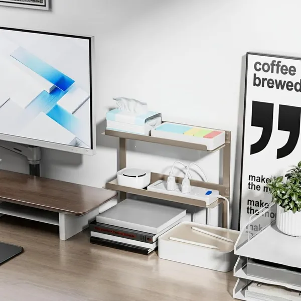 Black_Gi_Galvanized_Steel_Under_Desk_Cable_Management_Double_Tray_Silver_Finish_Heavy-Duty_Cord_Organizer_With_U_Clamp_Mount_Adjustable_Hod_For_Home_Office_Standing_Desk_&_Gaming_Setup
