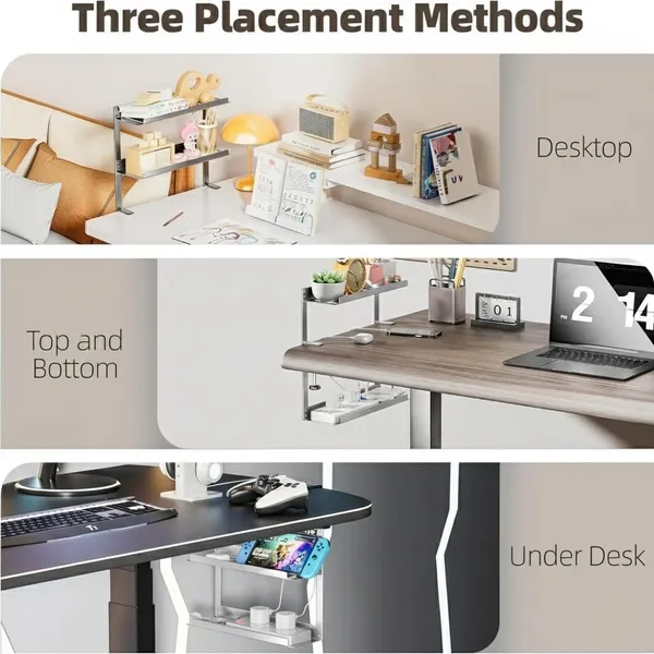 Black_Gi_Galvanized_Steel_Under_Desk_Cable_Management_Double_Tray_Silver_Finish_Heavy-Duty_Cord_Organizer_With_U_Clamp_Mount_Adjustable_Hod_For_Home_Office_Standing_Desk_&_Gaming_Setup