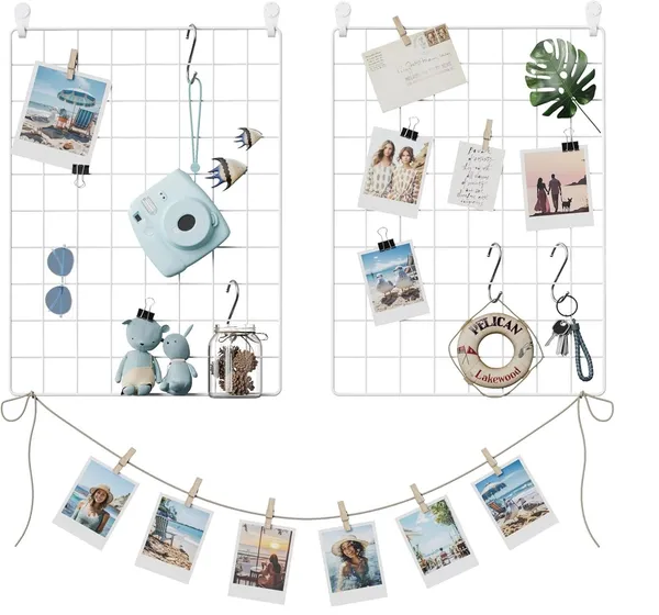 Black_Wall_Grid_For_Photo_Metal_Wall_Grid_Panel_Diy_Wire_Photo_Hanging_Display_Set_Of_2_With_S_Hook_Clip_Hemp_Cord_16.5_X_12.2_Inches