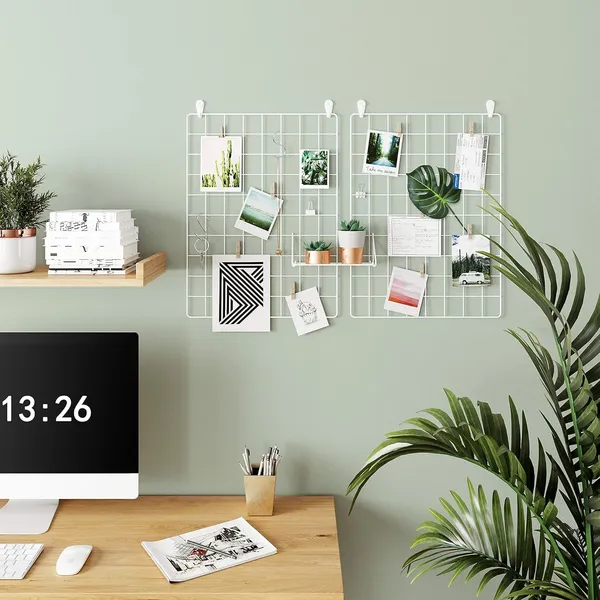 Black_Wall_Grid_For_Photo_Metal_Wall_Grid_Panel_Diy_Wire_Photo_Hanging_Display_Set_Of_2_With_S_Hook_Clip_Hemp_Cord_16.5_X_12.2_Inches