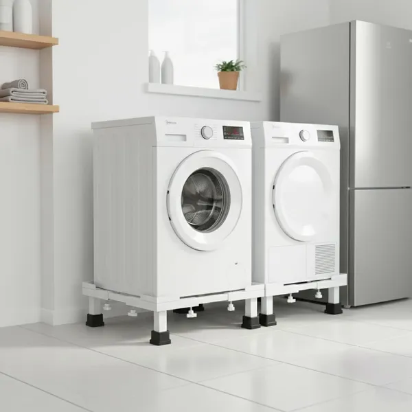 White_Adjustable_Washing_Machine_&_Fridge_Stand_Heavy_Duty_Cooler_&_Dishwasher_Base_With_Wheels_|_300_Kg_Capacity_|_Expandable_(Min:_19"X20"_Max:_28"X31")_|_Anti-Vibration_&_Rust-Proof_