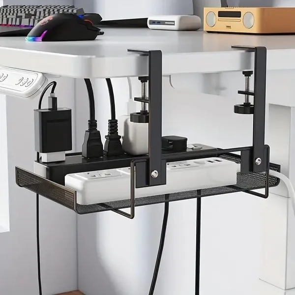 Black_No-Drill_Under_Desk_Cable_Management_Tray_-_Metal_Wire_Mesh_With_Mounting_Clips_Space-Saving_Organizer_For_Home_Office_Bedroom_Living_Room_-_Easy_Install_Reusable_Desk_&_Drawer_Organizer