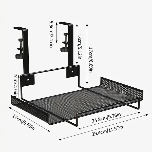 Black_No-Drill_Under_Desk_Cable_Management_Tray_-_Metal_Wire_Mesh_With_Mounting_Clips_Space-Saving_Organizer_For_Home_Office_Bedroom_Living_Room_-_Easy_Install_Reusable_Desk_&_Drawer_Organizer