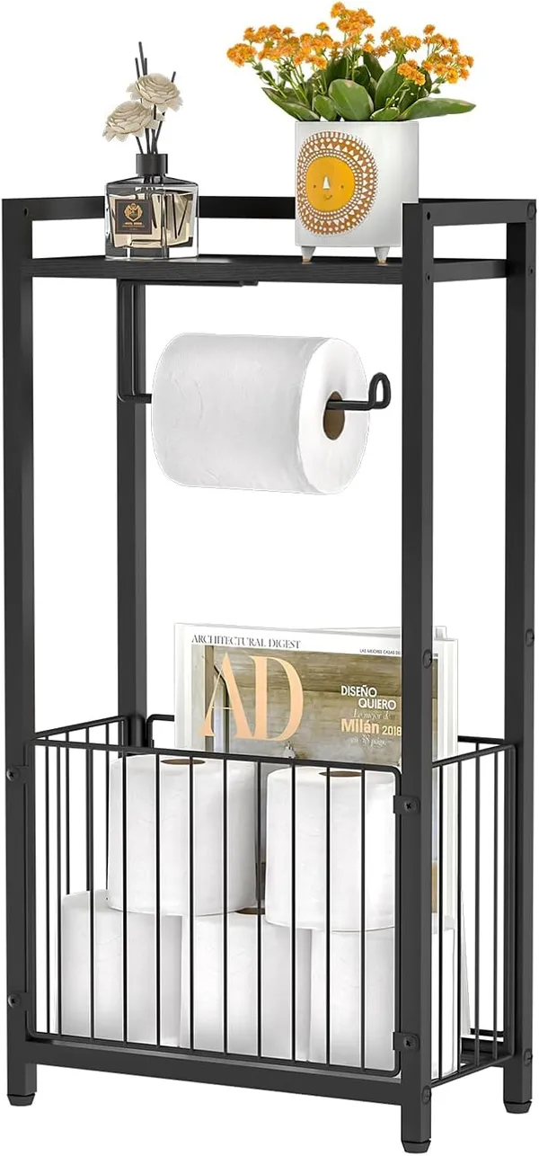 Black_Freestanding_Toilet_Paper_Holder_With_Storage_Shelf_Bathroom_Tissue_Stand_With_Space_For_Phone_Tablet_And_Magazines_All-In-One_Toilet_Roll_Dispenser_And_Organizer