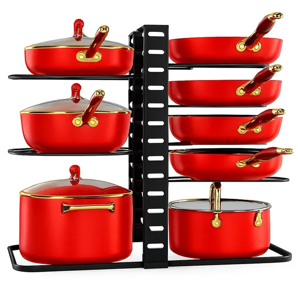 Black_Adjustable_8-Tier_Pots_And_Pans_Organizer_For_Cabinet_14.55"_Height_Under_Cabinet_Rack_For_Kitchen_Storage_Fits_6.11"_Lightweight_Cookware_Space-Saving_Organizer