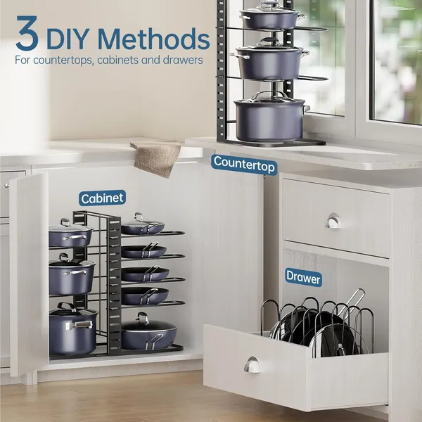 Black_Adjustable_8-Tier_Pots_And_Pans_Organizer_For_Cabinet_14.55"_Height_Under_Cabinet_Rack_For_Kitchen_Storage_Fits_6.11"_Lightweight_Cookware_Space-Saving_Organizer