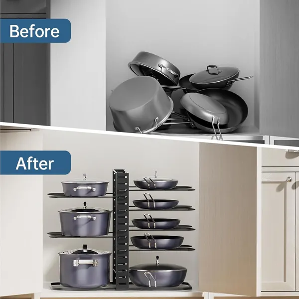 Black_Adjustable_8-Tier_Pots_And_Pans_Organizer_For_Cabinet_14.55"_Height_Under_Cabinet_Rack_For_Kitchen_Storage_Fits_6.11"_Lightweight_Cookware_Space-Saving_Organizer