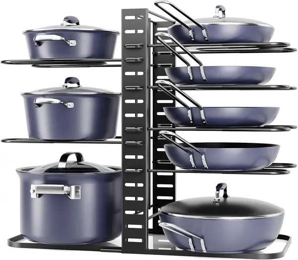 Black_Adjustable_8-Tier_Pots_And_Pans_Organizer_For_Cabinet_14.55"_Height_Under_Cabinet_Rack_For_Kitchen_Storage_Fits_6.11"_Lightweight_Cookware_Space-Saving_Organizer
