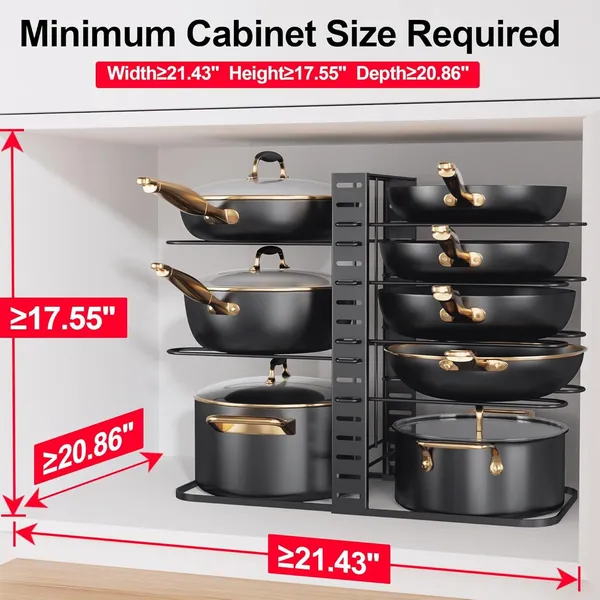 Black_8-Tier_Pots_And_Pans_Organizer_Rack_Under_Cabinet_15_Heightkitchen_Cabinet_Organizers_And_Storage_Light-Duty_Adjustable_Pot_Racks_Pan_Organizers_(Standard-15_H-)