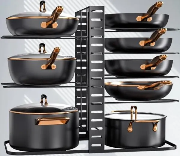 Black_8-Tier_Pots_And_Pans_Organizer_Rack_Under_Cabinet_15_Heightkitchen_Cabinet_Organizers_And_Storage_Light-Duty_Adjustable_Pot_Racks_Pan_Organizers_(Standard-15_H-)