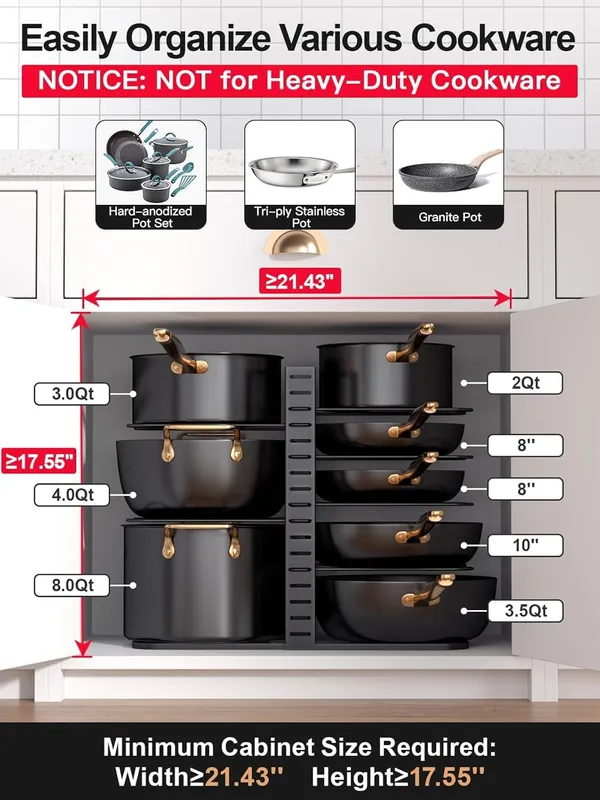 Black_8-Tier_Pots_And_Pans_Organizer_Rack_Under_Cabinet_15_Heightkitchen_Cabinet_Organizers_And_Storage_Light-Duty_Adjustable_Pot_Racks_Pan_Organizers_(Standard-15_H-)