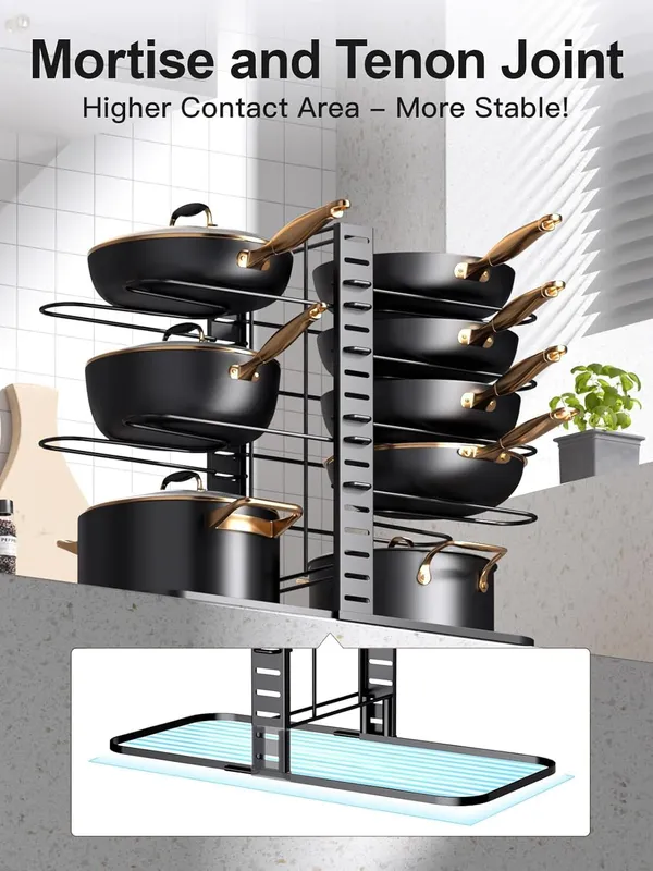 Black_8-Tier_Pots_And_Pans_Organizer_Rack_Under_Cabinet_15_Heightkitchen_Cabinet_Organizers_And_Storage_Light-Duty_Adjustable_Pot_Racks_Pan_Organizers_(Standard-15_H-)