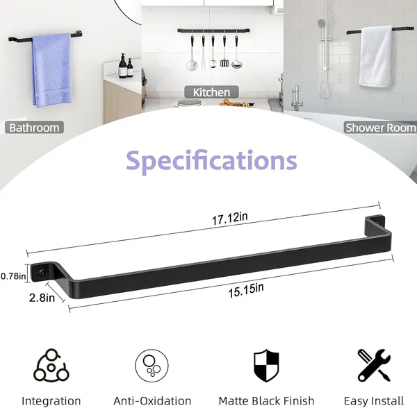 Pack_Of_2_Towel_Bar_For_Bathroom_Towel_Rack_Wall_Mounted:_16''_One-Piece_Bathroom_Towel_Bar_Without_Assembly_Hand_Towel_Holder_Bathroom_Decor_Accessories_(2Pcs-16Inch)