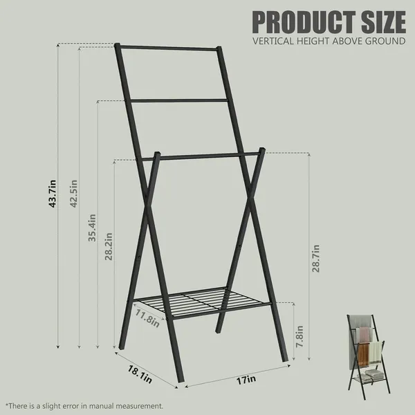 Black_Freestanding_Towel_Rack,43.7InchTall_4_Layer_Towel_Holder,_Blanket_Ladders_for_Living_Room,Bathroom,Blanket_Rack_with_Storage