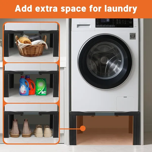Black_Steel_Laundry_Pedestal_Heavy_Duty_Washing_Machine_Stand_Adjustable_Refrigerator_Base_12_Inch_Height_21-29_Inch_Universal_Appliance_Stand_4_Strong_Feet_Multi-Functional