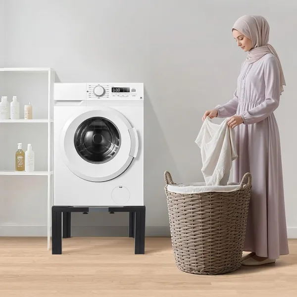 Black_Steel_Laundry_Pedestal_Heavy_Duty_Washing_Machine_Stand_Adjustable_Refrigerator_Base_12_Inch_Height_21-29_Inch_Universal_Appliance_Stand_4_Strong_Feet_Multi-Functional